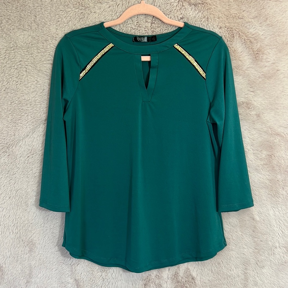 Dark Green/Gold Sequin Blouse